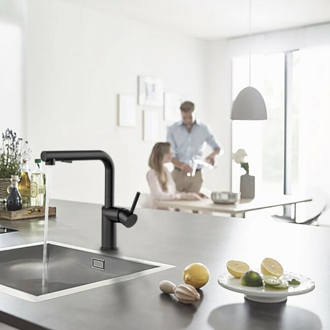 廚房龍頭｜廚房系列 伸縮龍頭 DF-7645BK 霧黑｜宏城水電