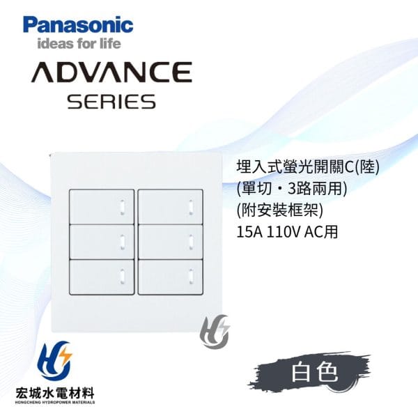 國際牌 ADVANCE 消光圓角 日本製六開開關附蓋板_霧白
