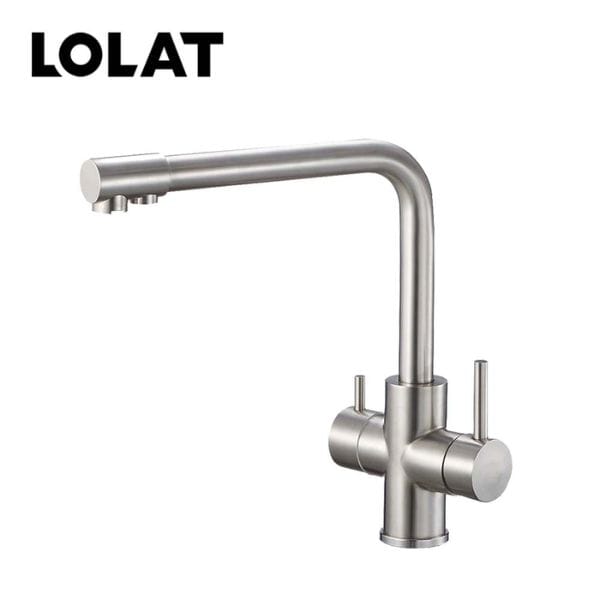 LOLAT 無鉛RO不鏽鋼廚用三用水龍頭 鎳色 TL881K