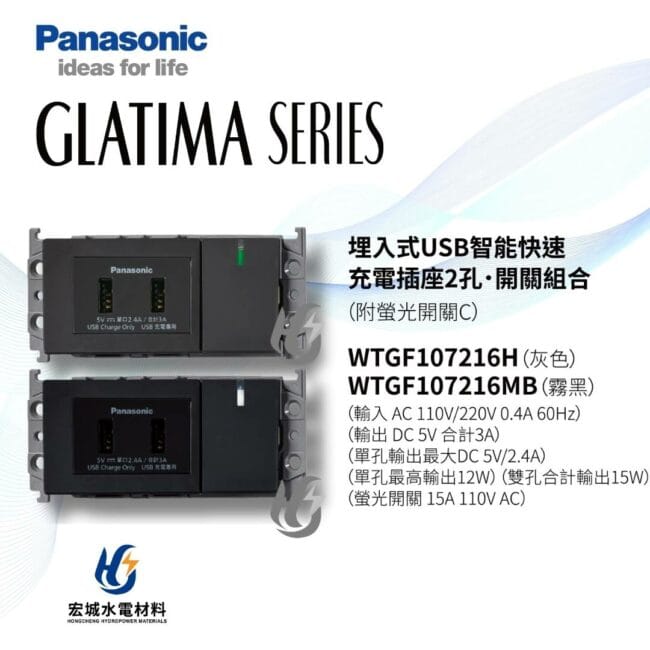 三重水電材料行推薦｜國際牌 GLATIMA 埋入式熱感自動開關 WTGF5820H｜宏城水電